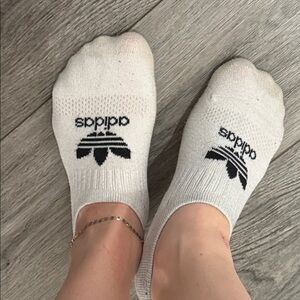 Adidas Black and White No-Show Athletic Socks